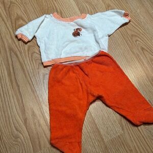 Vintage Cutler Baby Terry Cloth Tiger Set White Orange Footed Pants Small